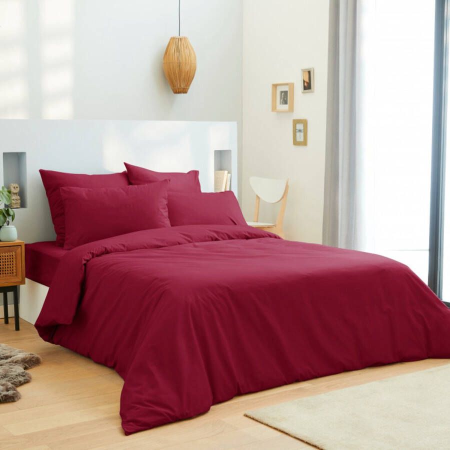 Univers Décor Set van 4 Unicolore Rouge lakens voor bed 140 x 190 cm 100% katoen 57 draden cm²