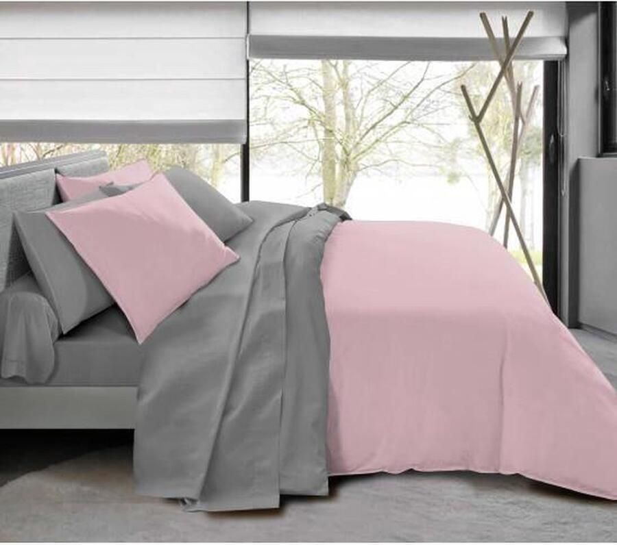 Univers Décor COMPLEET 6-PACK ROZE GRIJS OMKEERBAAR DEKBEDOVERTREK VOOR 140 X 190 CM BED