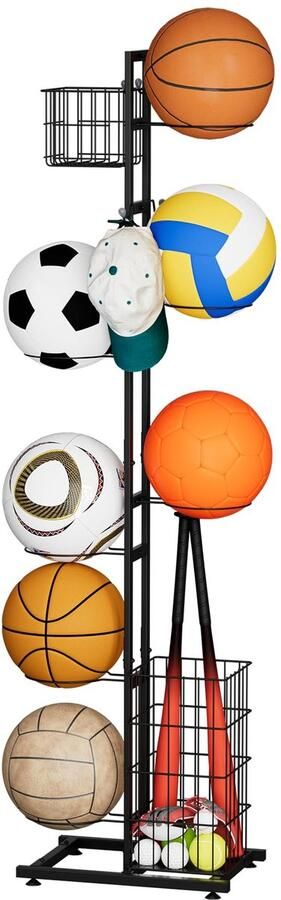 Unyqoos Binnen- en Buitenshuis Multifunctionele Metalen Balhouder met Meerdere Lagen voor Sportuitrusting