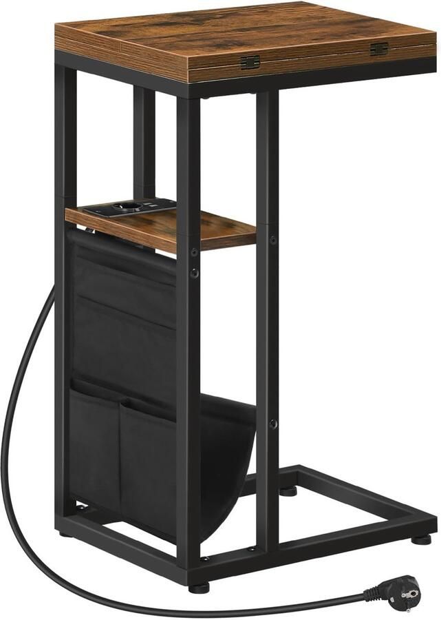 Unyqoos Binnenhuis Bijzettafel met Oplaadfunctie en Opbergruimte voor Woon- en Slaapkamer