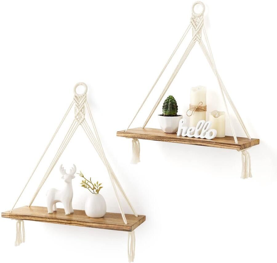 Unyqoos Boho Stijl Handgeweven Houten Wandrek Set van 2 voor Kamers