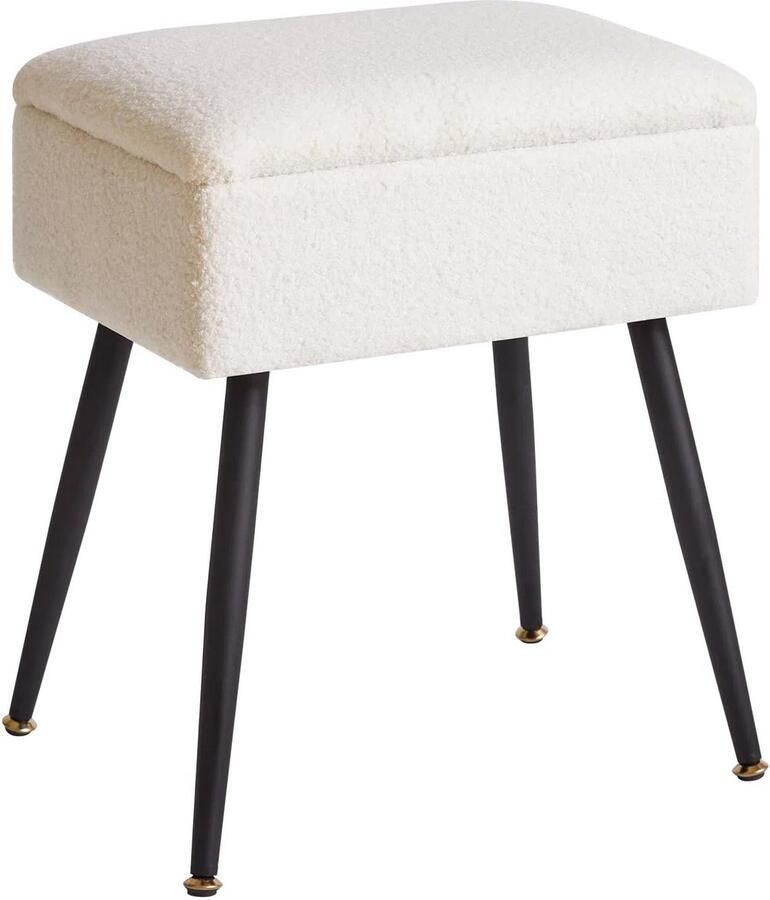 Unyqoos Comfortabele Opberghocker met Zacht Teddyachtige Bekleding voor Slaapkamer en Woonkamer