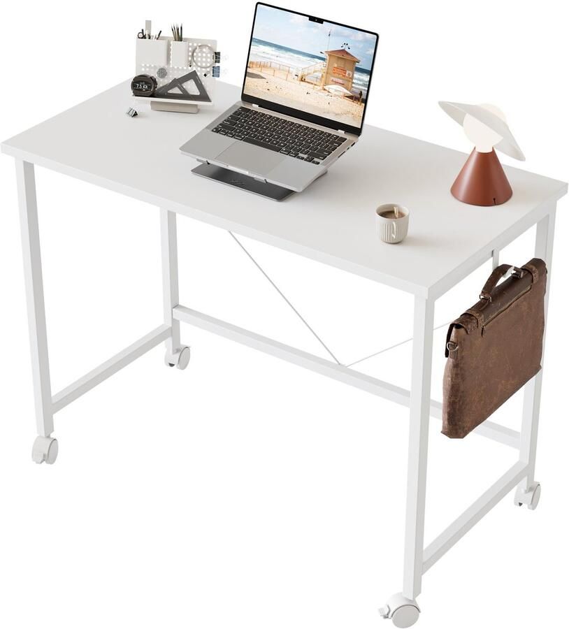 Unyqoos Compact en Modern Bureau Met Wieltjes voor Efficiënt Thuiswerken en Studeren