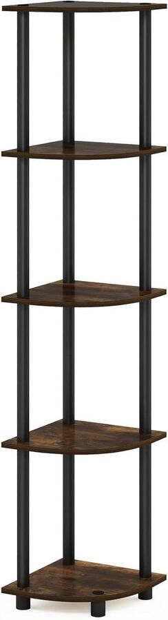 Unyqoos Compacte Hoekplank met 5 Verdiepingen voor Slaapkamer en Woonkamer Rustiek Bruin Ontwerp