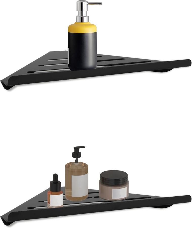 Unyqoos Eenvoudige installatie hoekdoucheplank set van 2 voor badkamer en keukenopslag
