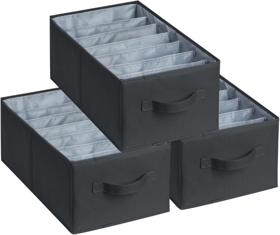 Unyqoos Efficiënte 3-delige Lade Organizer voor Kleding en Accessoires in Zwart 45x25x18cm