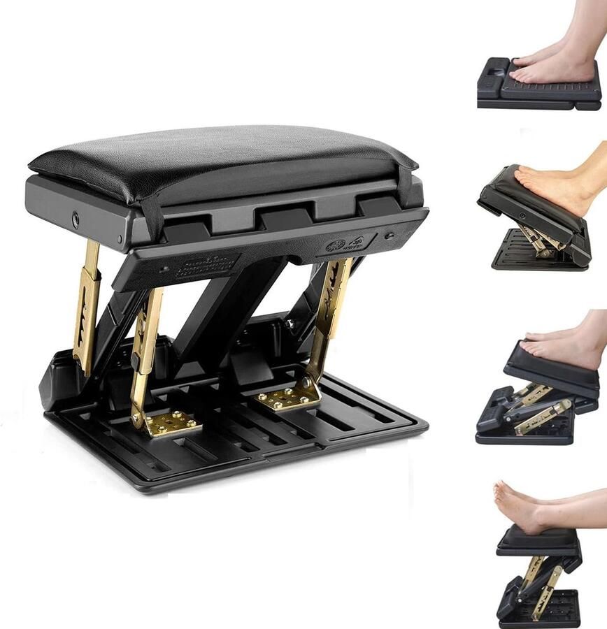 Unyqoos Ergonomische Voetsteun met Massagefunctie In hoogte verstelbaar Zwart