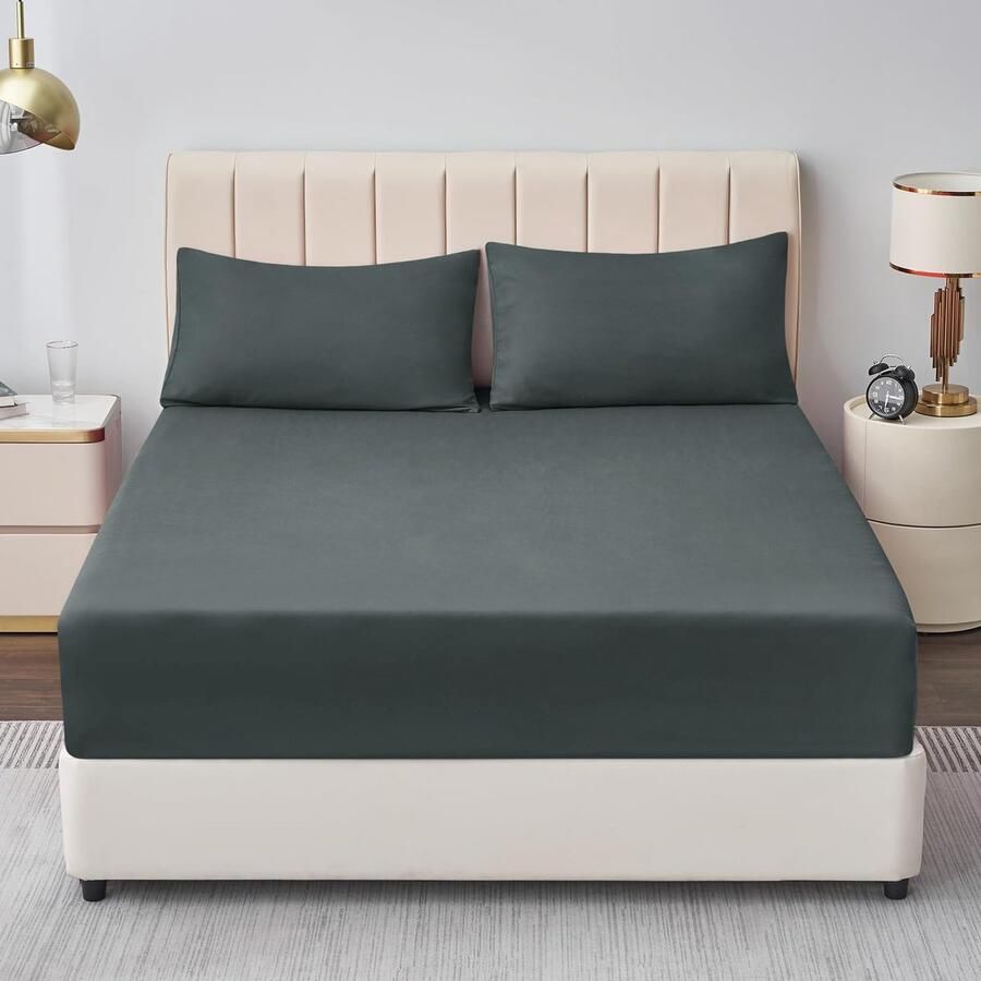 Unyqoos Extra Zacht Microvezel Hoeslaken voor Boxspring en Waterbed 160 x 200 cm Antraciet Grijs