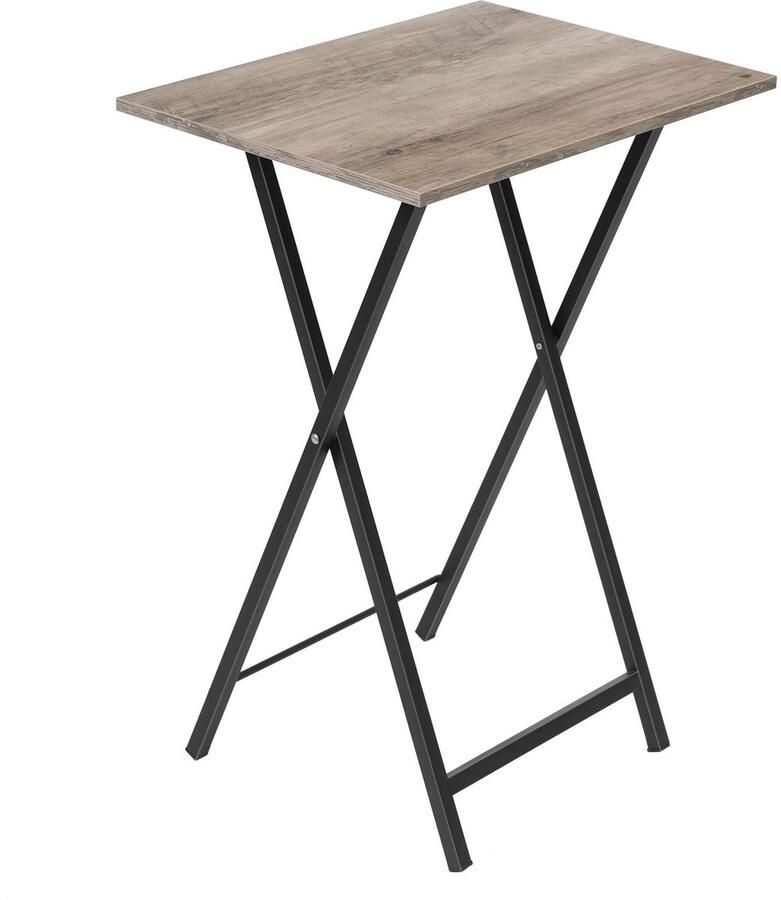 Unyqoos Industriële Inklapbare Bijzettafel met Multifunctioneel Dienblad en Metaal Frame in Retro Design