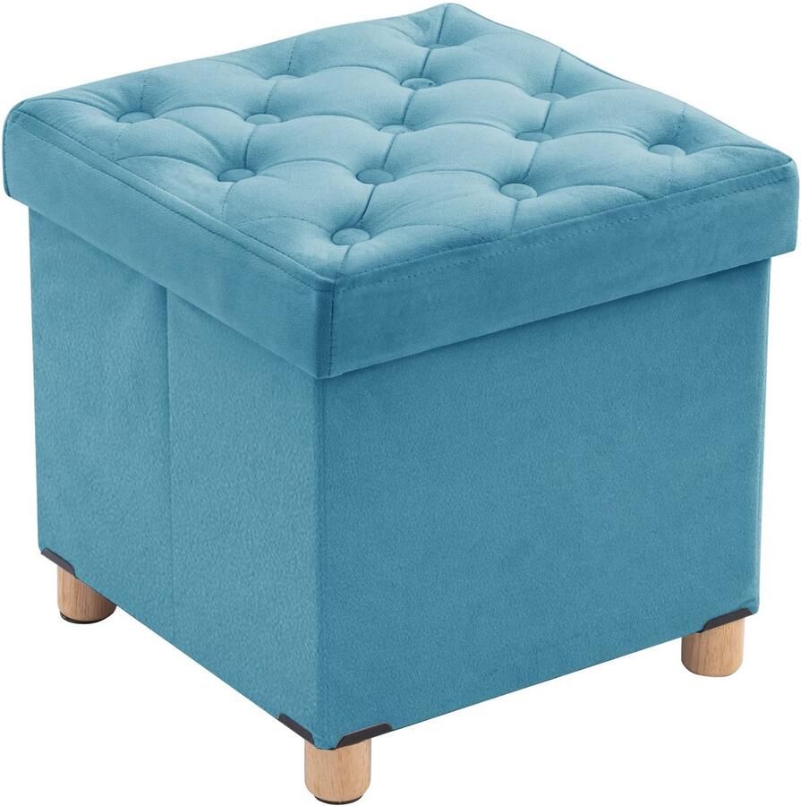 Unyqoos Kruk met opbergruimte en luxe fluwelen afwerking veelzijdige voetenbank voor elke ruimte 40 x 40 x 40 cm