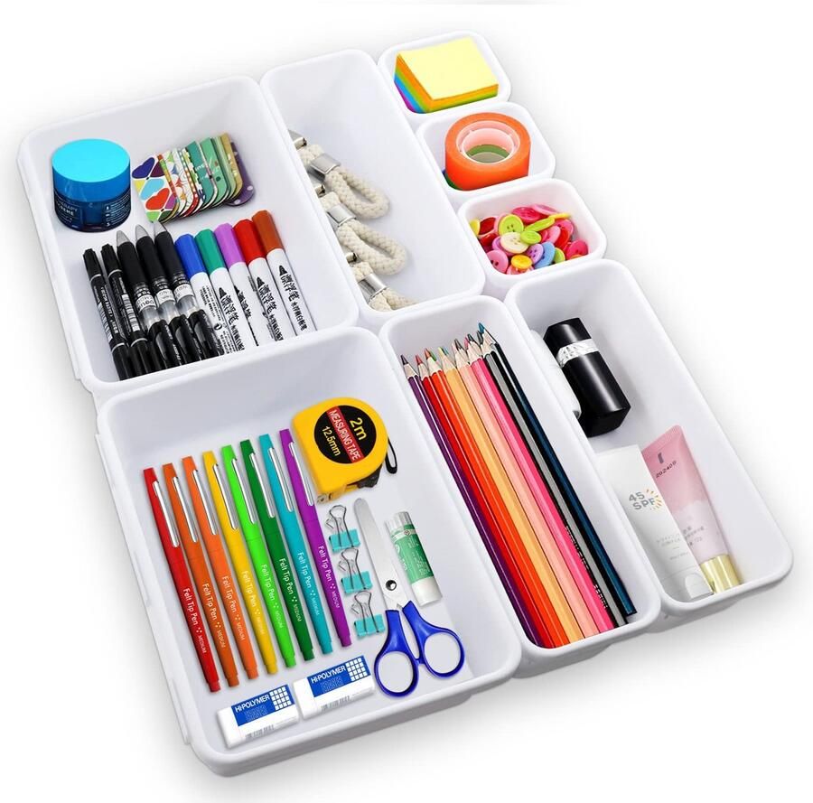 Unyqoos Lade Organizer Set van 8 Stuks voor Badkamer Keuken en Kantoor Maten voor Efficiënte Opbergruimte