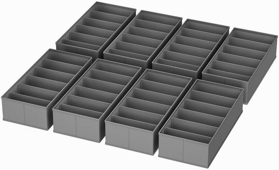 Unyqoos Lade-organizer set van 8 stuks voor kleding ondergoed en sokken in donkergrijs