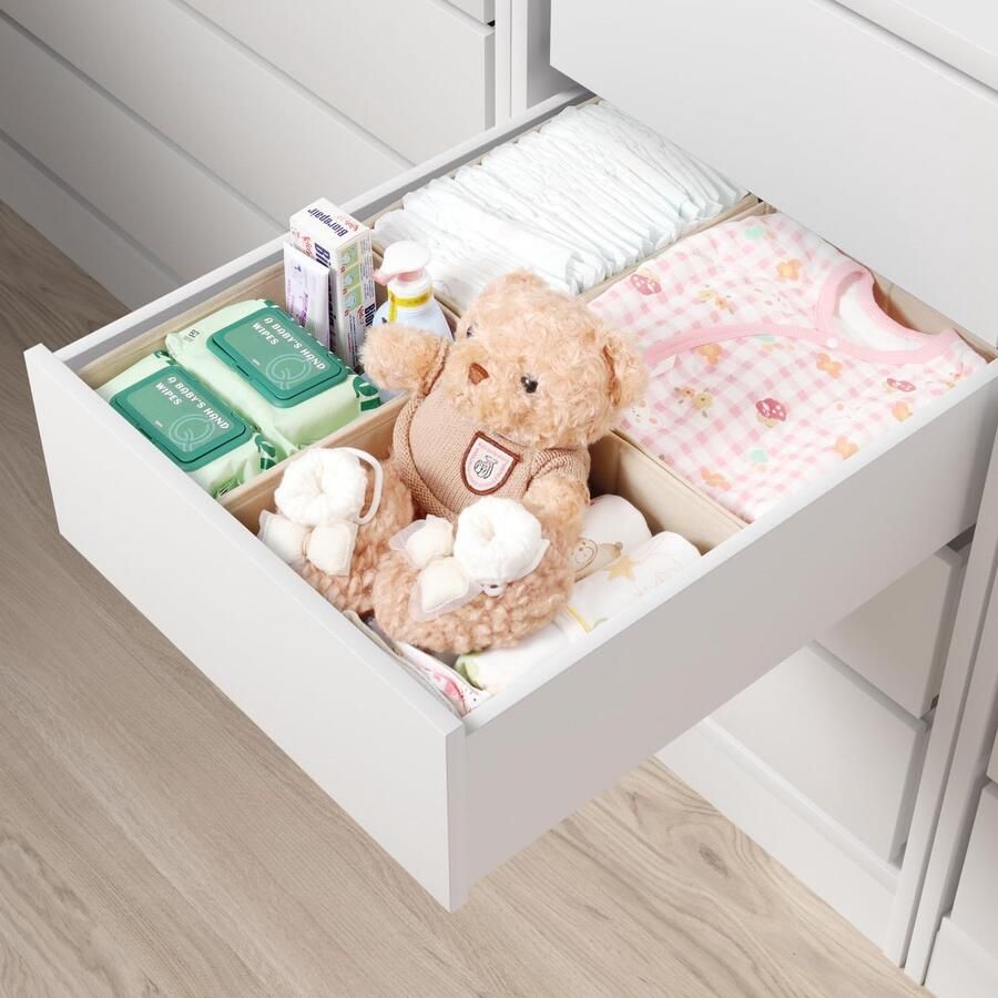 Unyqoos Lade-organizer Set voor Kledingopslag Stabiele en Wasbare Opbergdozen voor Kasten en Laden 4-delige Set in Beige