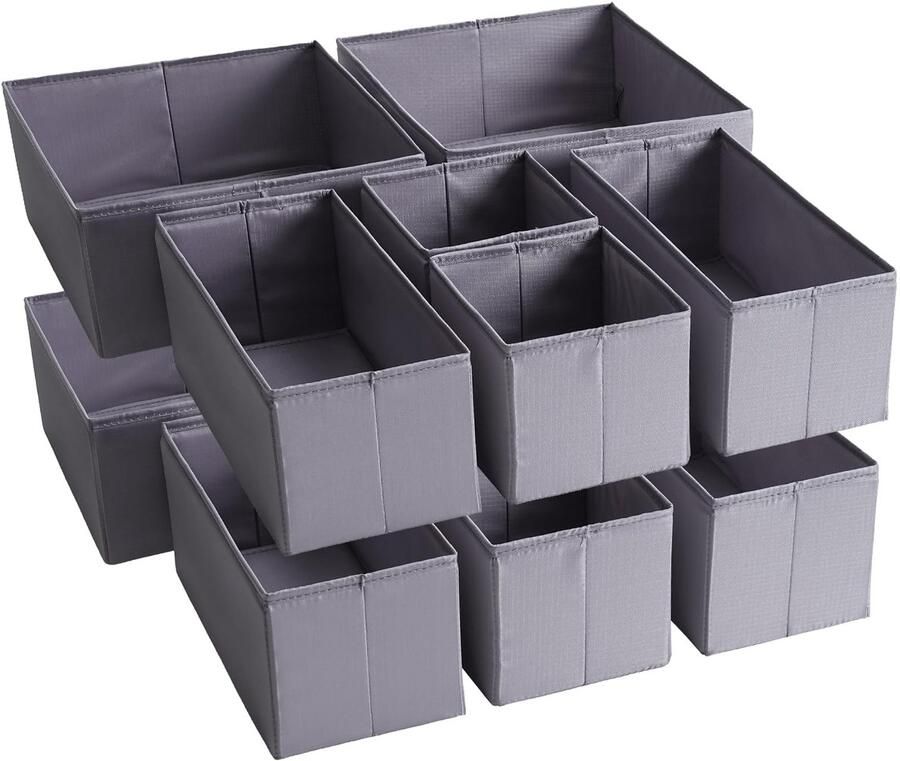 Unyqoos Luxe Donkergrijze Lade-Organizer Set van 12 Voor Kledingkast en Badkameropslag