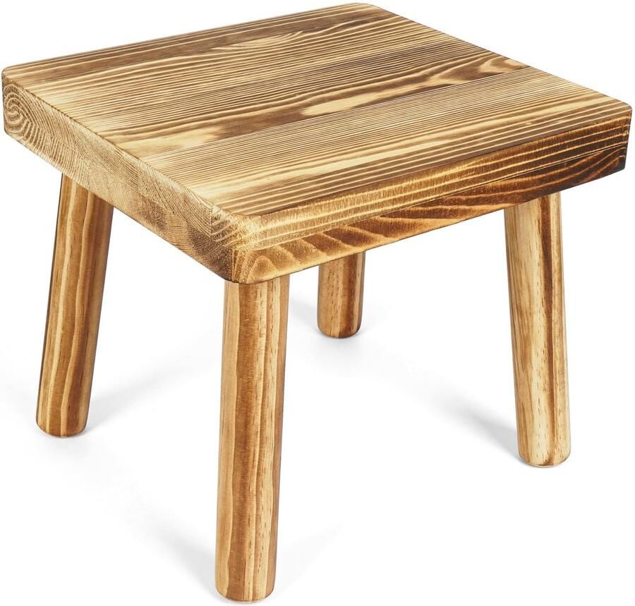 Unyqoos Luxe Multifunctionele Lage Houten Kruk voor Elke Ruimte in Huis of Tuin