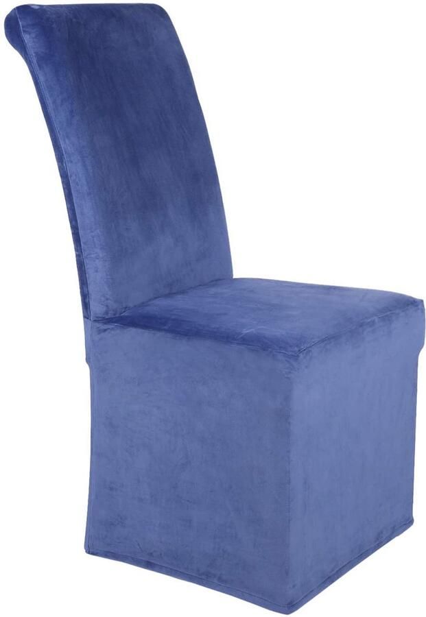 Unyqoos Luxueuze Fluwelen Stoelhoezen met Stretch Voor Eetkamerstoelen Wasbaar en Herbruikbaar Set Van 2 Marineblauw