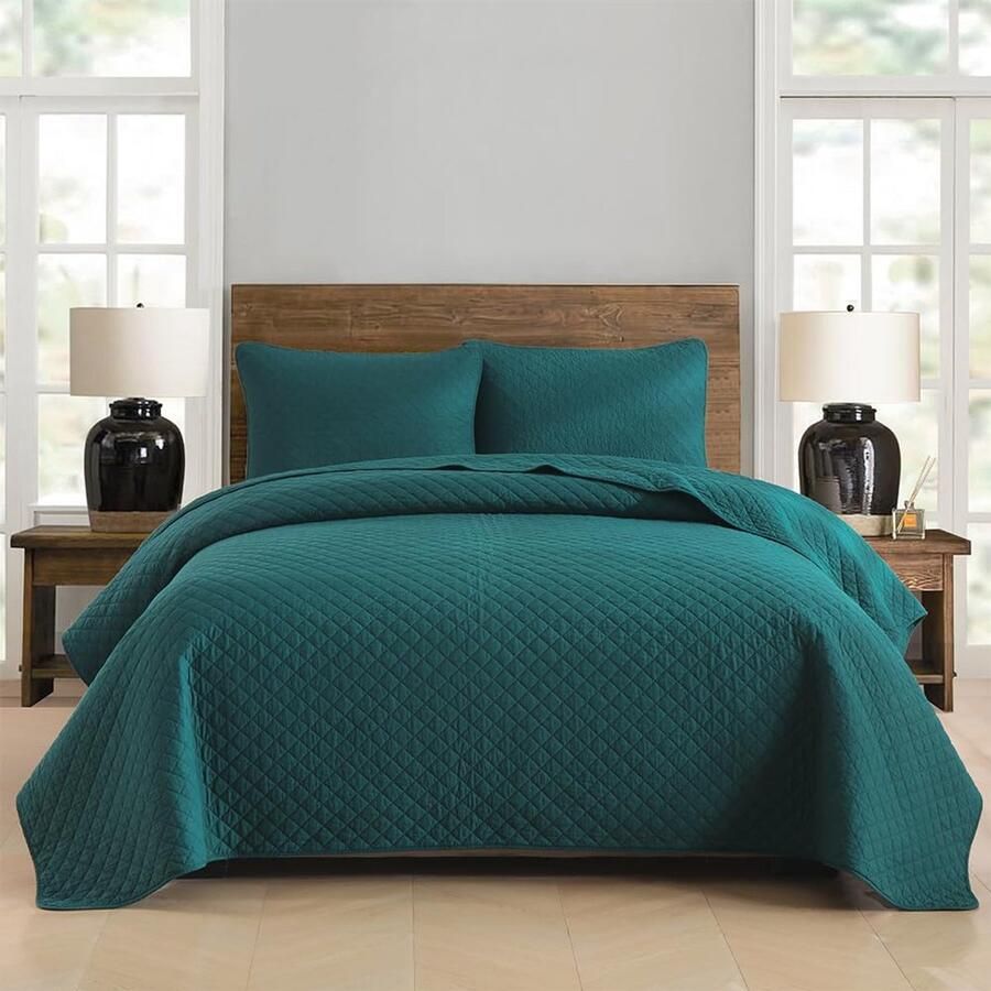 Unyqoos Luxueuze Turquoise Bedsprei Set van Katoen met Kussenslopen voor Tweepersoonsbedden