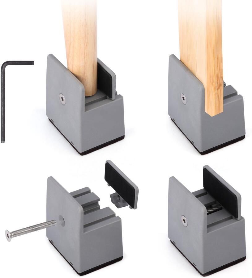Unyqoos Makkelijk Verstelbare Meubelverhogers voor Toepassingen Set van 4 Stuks