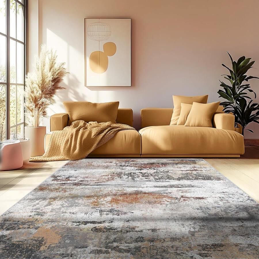 Unyqoos Modern Wasbaar Vloerkleed voor Woonkamer Slaapkamer en Kantoor met Abstract Design 120 x 160 cm