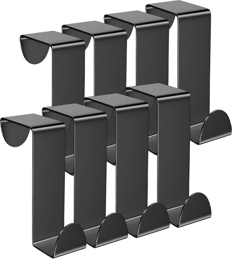 Unyqoos Moderne deurkapstok met 8 multifunctionele haken in mat zwart roestvrij staal