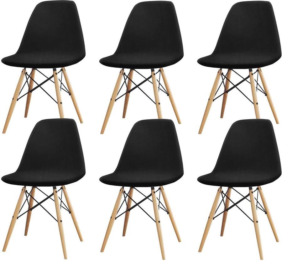 Unyqoos Moderne Elastische Stoelhoezen Set van 6 voor Verschillende Gelegenheden Zwart Wasbaar en Herbruikbaar