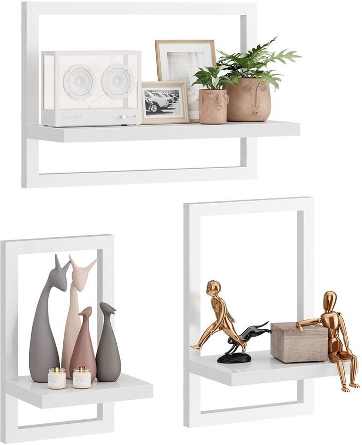 Unyqoos Moderne set van 3 zwevende wandplanken voor multifunctionele opslag en decoratie in huis