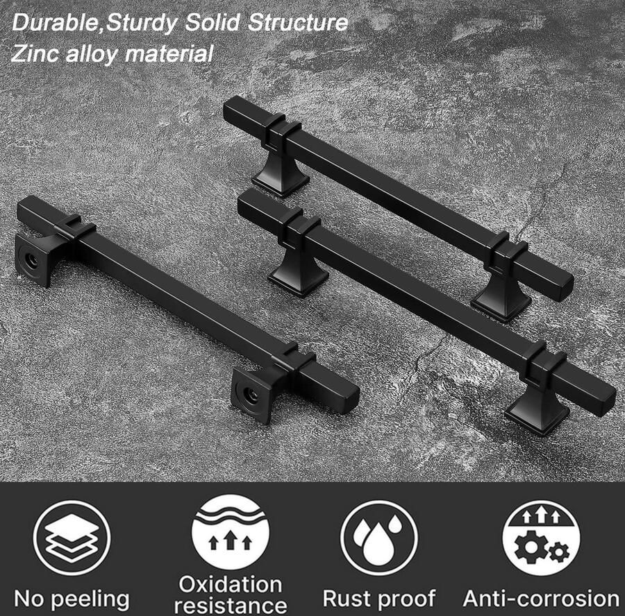 Unyqoos Moderne Zwarte Keukengrepen Set van 10 Stijlvolle Roestvrijstalen Deur- en Meubelgrepen