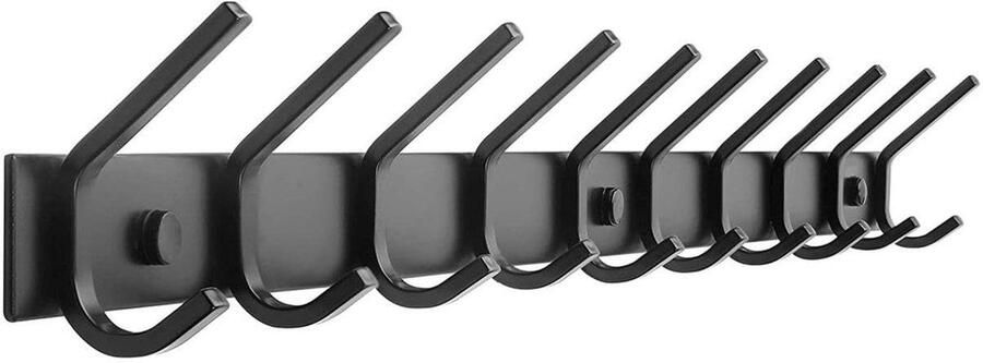 Unyqoos Moderne Zwarte Wandgarderobe met 20 Haken Stijlvolle Kledingoplossing voor de Muur