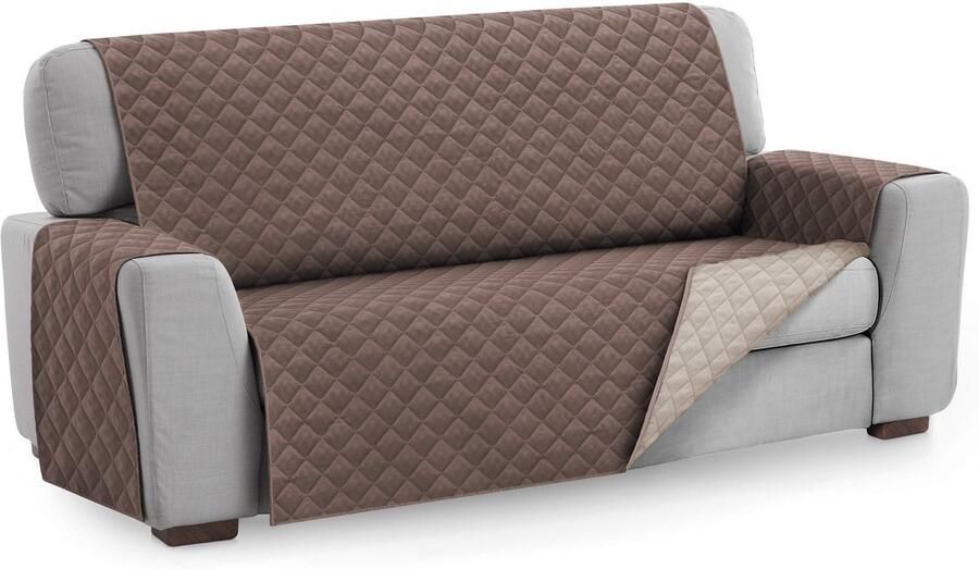 Unyqoos Omkeerbare Gewatteerde Fauteuilhoes voor 3-Zits Bank Bruin Praktische Bescherming en Stijl