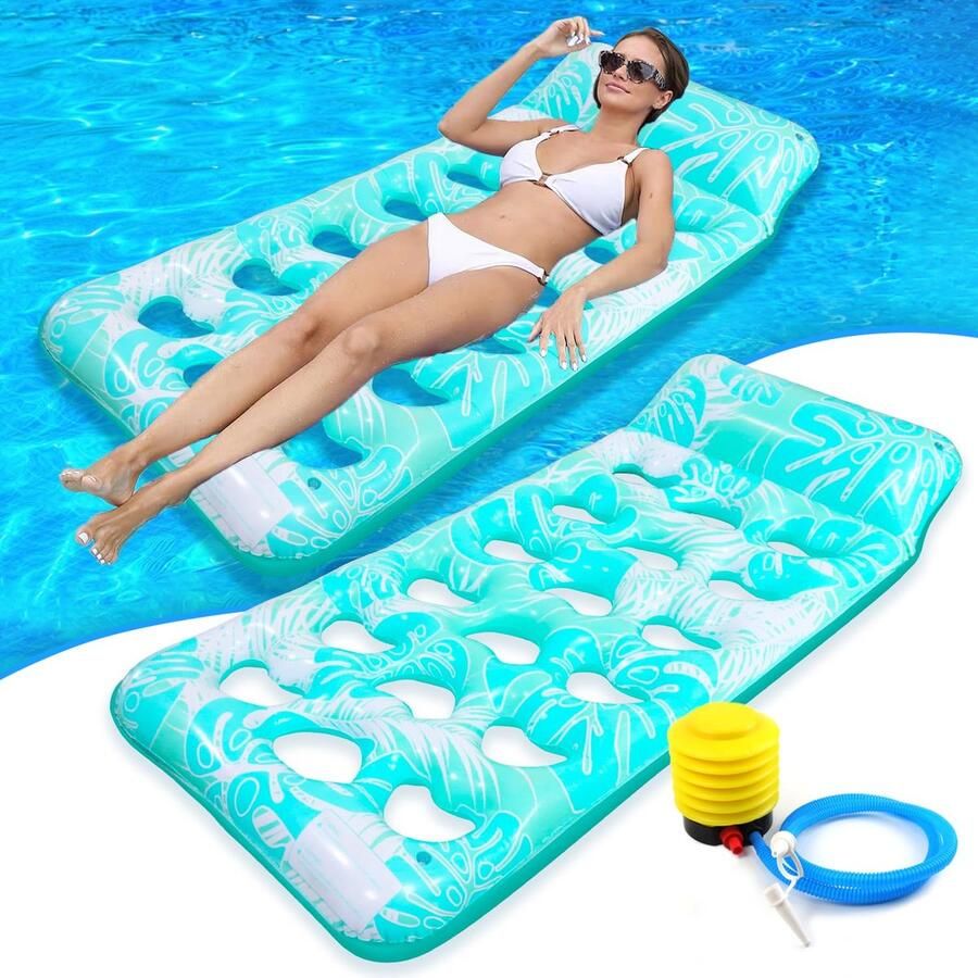 Unyqoos Opblaasbare Water Hangmat voor Zwembad Comfortabele Lounge Ligstoel met Kussen voor Volwassenen en Kinderen 170x80 cm