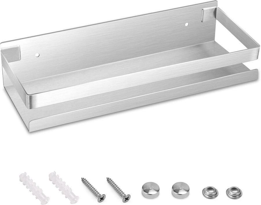 Unyqoos Premium Roestvrijstalen Wandgemonteerd Doucherek voor Badkamer en Keuken van 30 cm Zilver