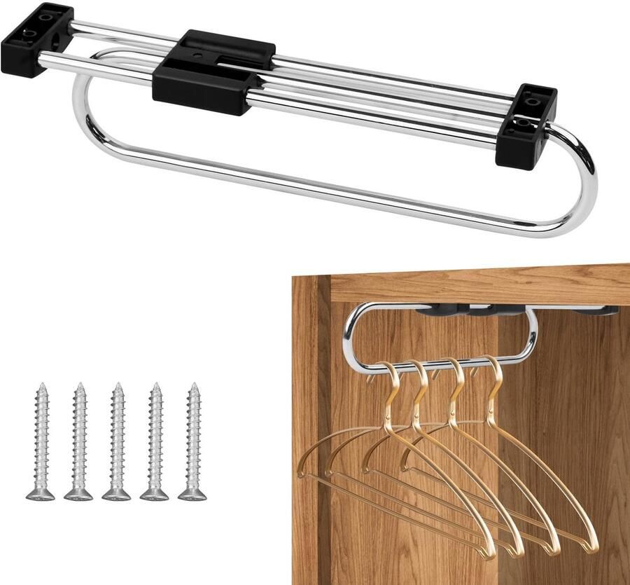 Unyqoos Ruimtebesparende uitschuifbare broekhanger voor georganiseerde kledingkastoplossingen