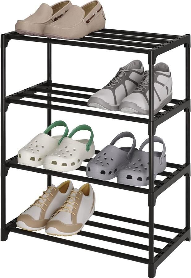 Unyqoos Veelzijdig en Ruimtebesparend Schoenenrek met Vier Niveaus voor Schoenen en Meer