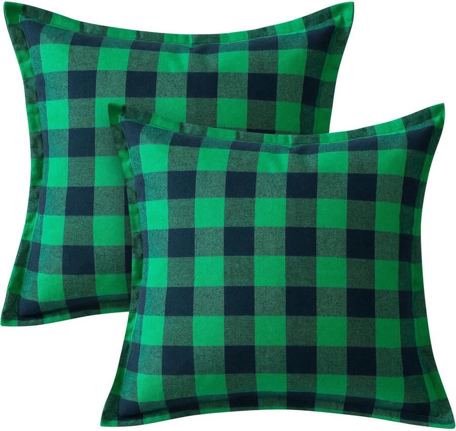 Unyqoos Set van 2 stijlvolle geruite kussenhoezen voor bank slaapkamer en woonkamer 40x40 cm