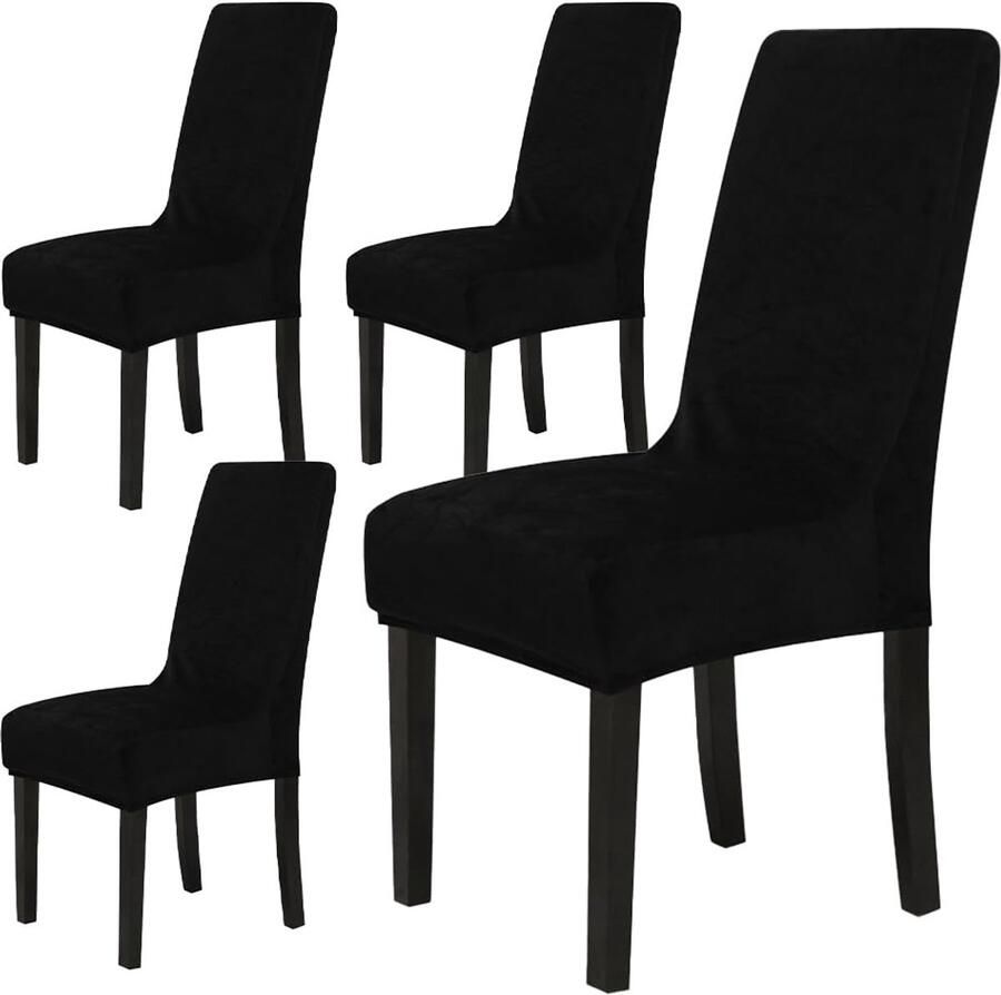 Unyqoos Set van 4 Luxe Fluwelen Stoelhoezen voor Gelegenheden en Stoeltypes