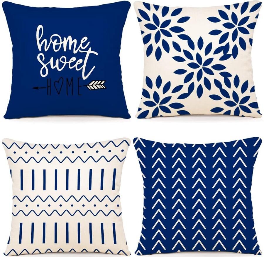 Unyqoos Set van 4 Luxe Linnen Kussenhoezen voor Sofa Tuinbed en Bank 40x40cm