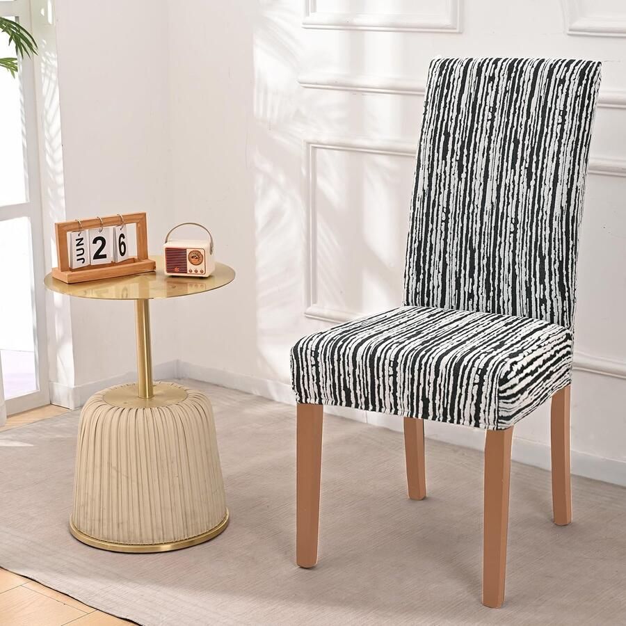 Unyqoos Set van 6 rekbare stoelhoezen voor eetkamerstoelen Wasbaar en universeel voor gelegenheden