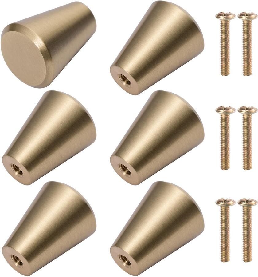 Unyqoos Set van 6 stijlvolle messing meubelknoppen voor kasten laden en meer in goudkleur