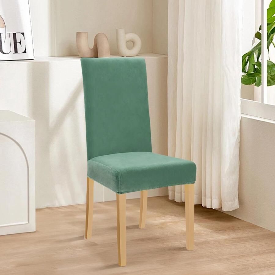 Unyqoos Set van 6 Stretch Fluwelen Stoelhoezen voor Gelegenheden en Stijlvolle Interieurs