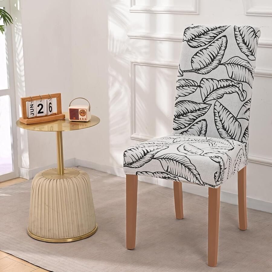 Unyqoos Set van 6 Universele Stretch Stoelhoezen van Jacquard Stof voor Eetkamerstoelen en Evenementen