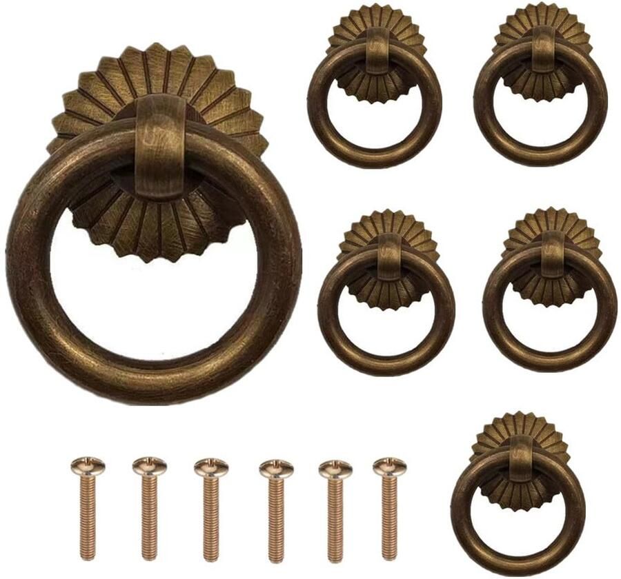Unyqoos Set van 6 Vintage Ladegrepen en Meubelknoppen in Antieke Stijl met Schroeven