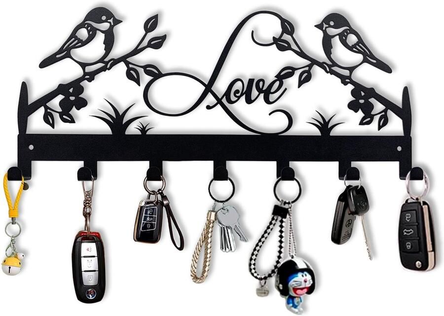 Unyqoos Sleutelorganisatie Wandrek met 7 Haken voor Keuken Entree Hal en Meer