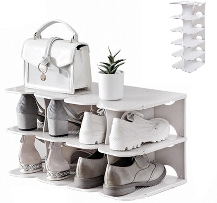 Unyqoos Slim en Flexibel Schoenenrek voor Elke Ruimte Wit 24 x 26 8 x 63 cm