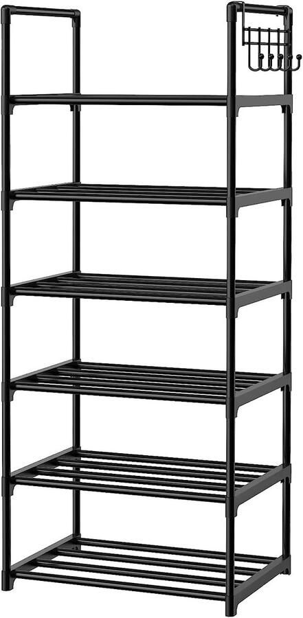 Unyqoos Slim en Hoog Schoenenrek met 6 Verstelbare Metalen Planken voor Ruimtes