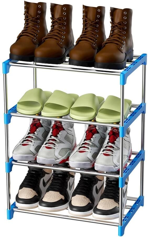 Unyqoos Slim Ontworpen Metalen Schoenenrek Met 4 Verstelbare Lagen Voor Maximale Opslagcapaciteit