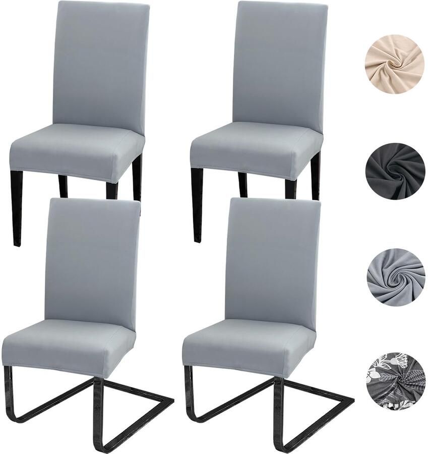 Unyqoos Stijlvolle en Flexibele Stoelhoezen voor Gelegenheden Set van 4 of 6 Lichtgrijs