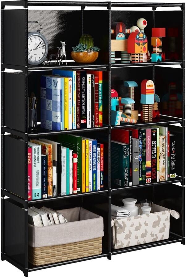 Unyqoos Stijlvolle en Functionele 5-Lagen Boekenkast met 8 Opbergvakken voor Woonkamer en Slaapkamer