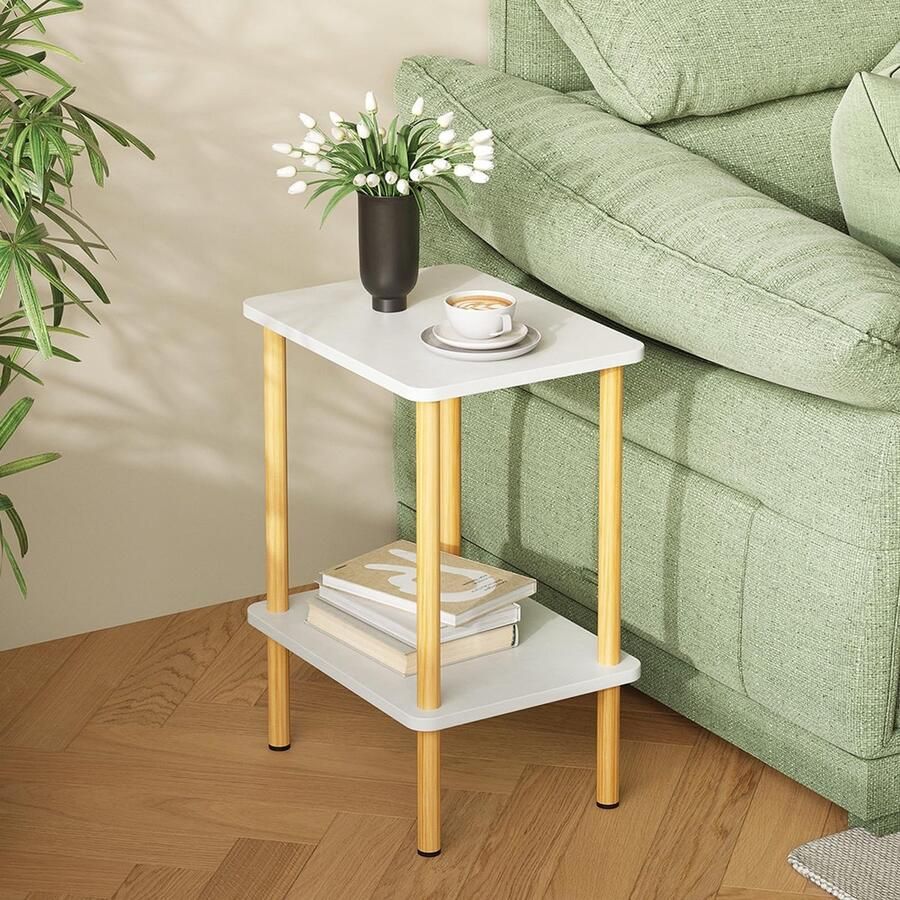 Unyqoos Stijlvolle en Functionele Houten Bijzettafel met Tweelaags Ontwerp voor Elke Ruimte