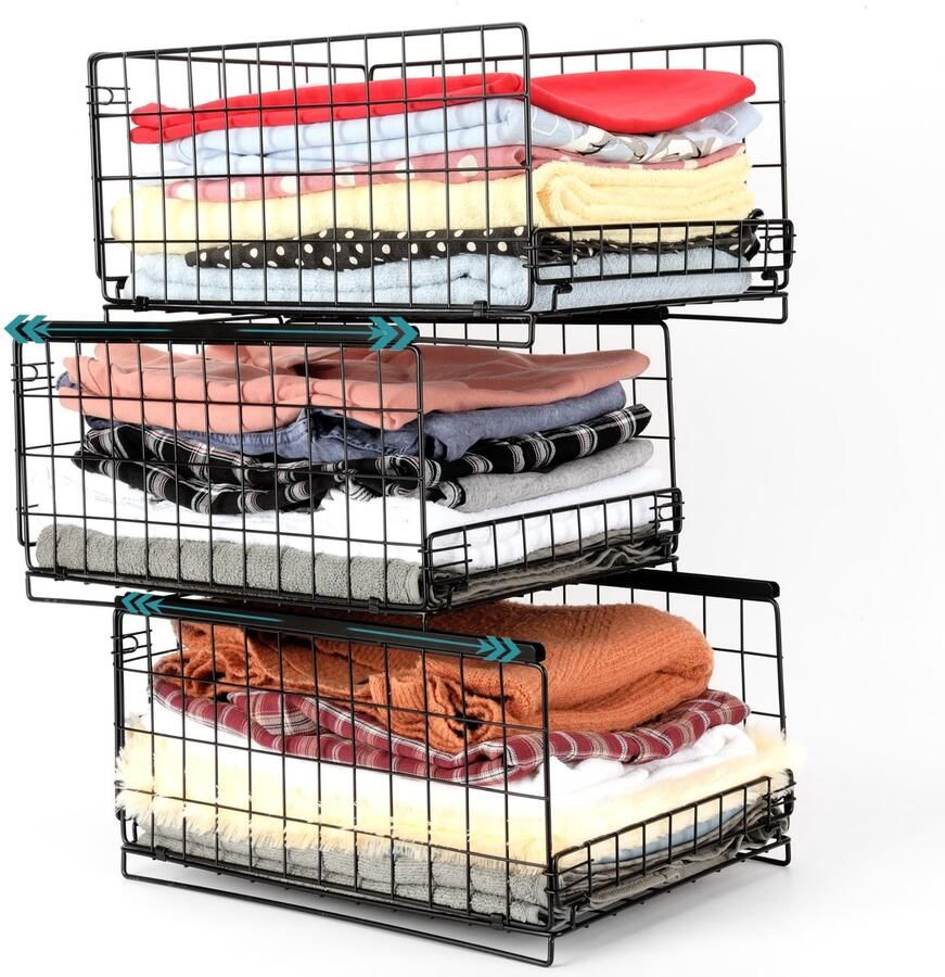 Unyqoos Stijlvolle en Praktische Stapelbare Opbergmanden met Drie Niveaus voor Elk Huis