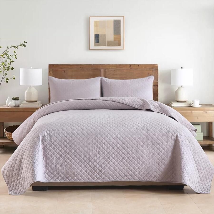 Unyqoos Stijlvolle Grijze Katoenen Sprei Set voor Tweepersoonsbed met Kussenslopen